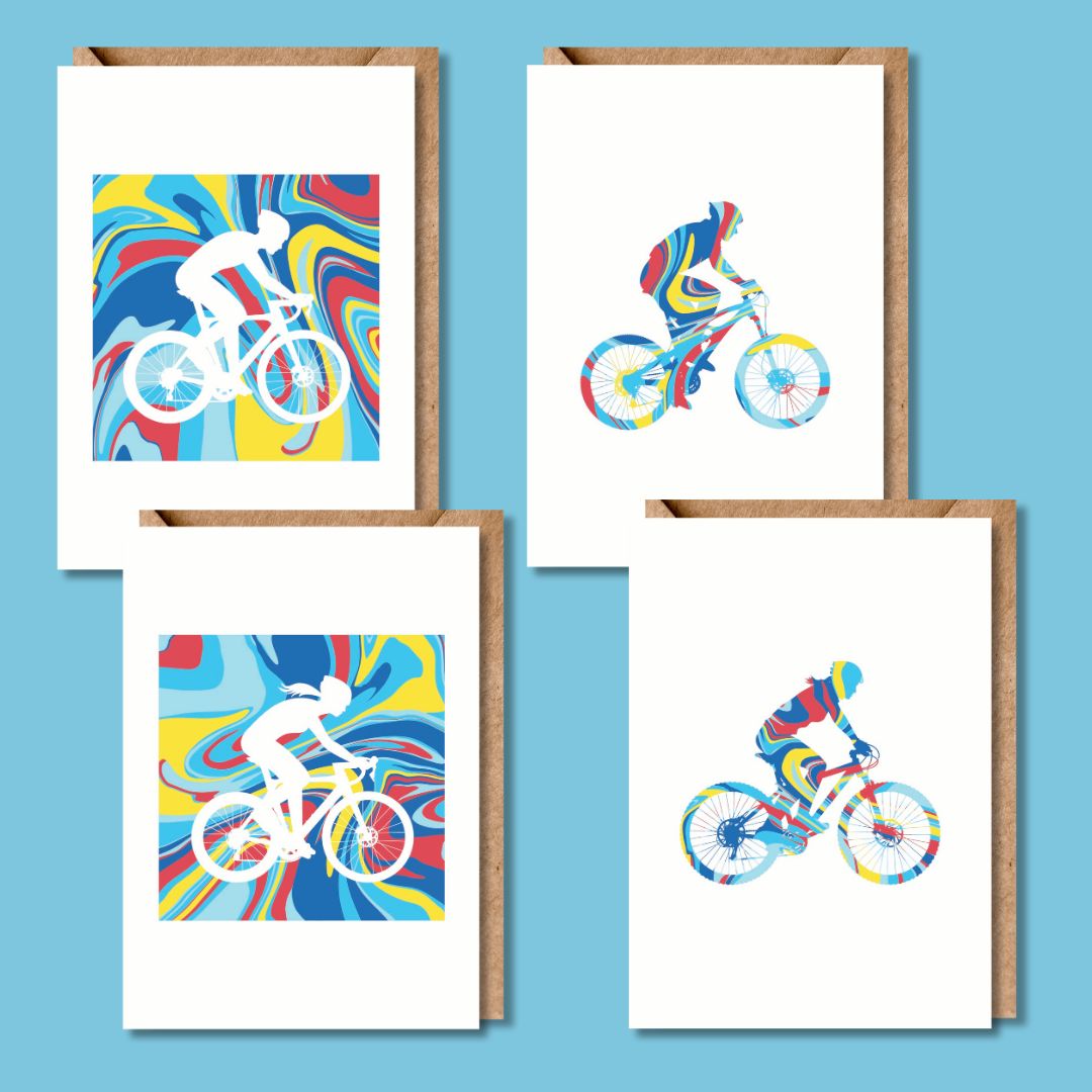 Cyclist Greetings Cards set of 4