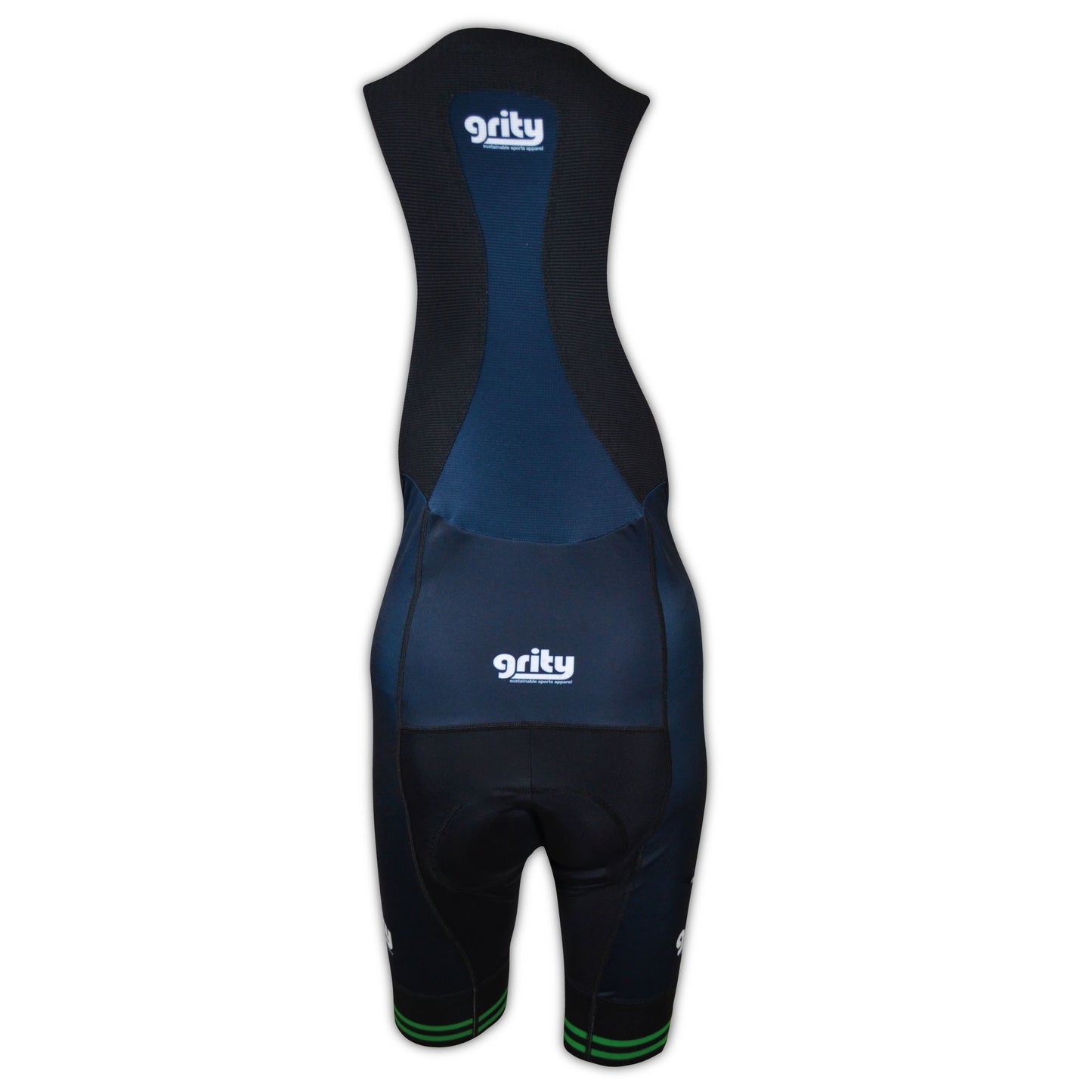 Navy green grity bib shorts rear