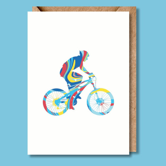 Male MTB Cyclist Greetings Card