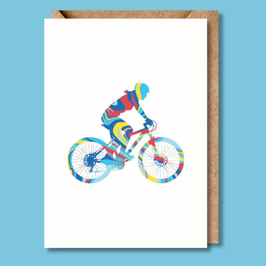 Female MTB Cyclist Greetings Card