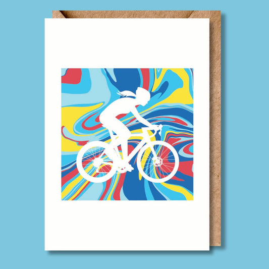 Female Road Cyclist Greetings Card