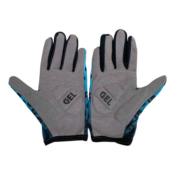Cycling gloves turquoise backs, faux leather palms
