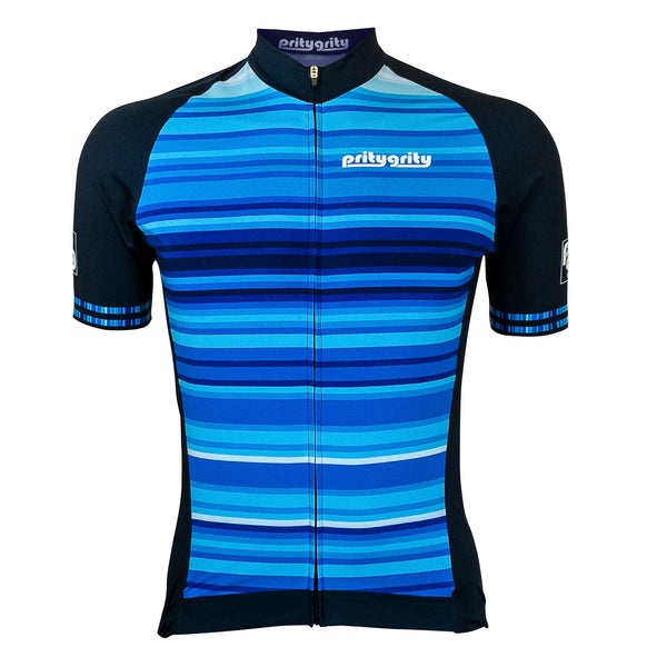 pritygrity Cool Blue short sleeve cycling jersey men