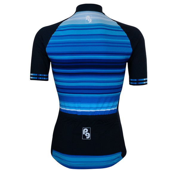 pritygrity Cool Blue short sleeve cycling jersey men rear view